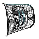 SAMYOUNG Mesh Back Lumbar Support, Adjustable Massage Back Support Seat Cushion with Breathable Mesh for Office Chairs Car Seats 12” x 16”
