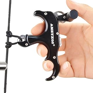 ZSHJG Archery Automatic Bow Release Thumb Trigger 3 Finger Release Aids Hand Held Bow Release Grip Caliper Compound Bow Button (Black)