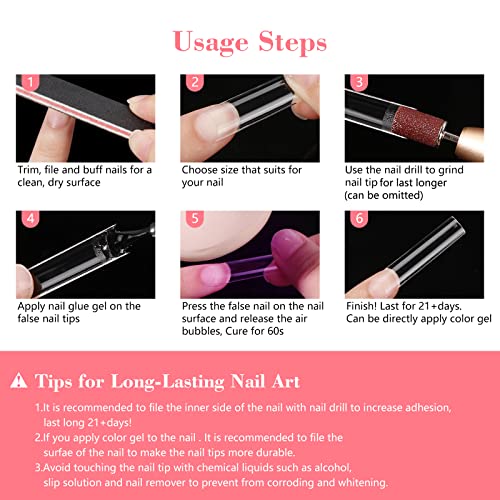 Wilfniee Soft Gel X Square Nail Tips, 240Pcs Clear No C Curve Nail Tips For Acrylic Nail Tips Professional, Xl Long Pre Shaped Straight Nail Tips For Nail Polish Dip Powder, Nail Salons Home Diy #TOP6