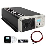 Smart Chip-Schutz: Dieser Auto-Spannungswandler verfügt über alle Schutzfunktionen, die Sie benötigen. Überlastung, Überspannung, Unterspannung, hohe Temperatur und Kurzschluss. Alle diese Schutzfunktionen werden auf dem LCD-Bildschirm angezeigt, ebenso wie Eingangsspannung, Ausgangsleistung und Batteriestand.