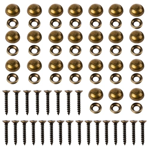 24Pcs Decorative Screws Brass Upholstery Screws with Caps, Decorative Bronze