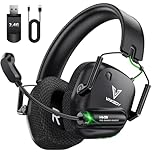 Vakedy Wireless Gaming Headset, 2.4GHz USB & Bluetooth Gaming Headphones with Mic, Ultra-Light, 50mm Drivers, Low Latency, 50Hr Battery Gamer Headset for PC, PS5, PS4, Mac, Switch (Black)