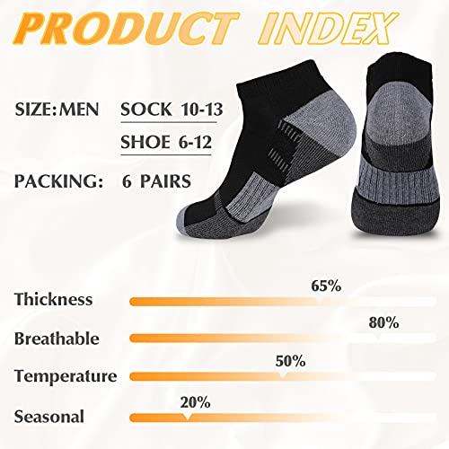 Coovan 6 Pack Mens Ankle Socks Men Athletic Cushion Comfort 6 Pairs Socks Size 10-13 #TOP5