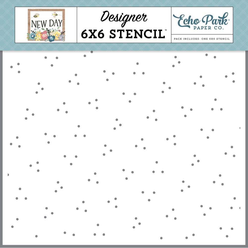 Pochoir Echo Park New Day Dots 6"X6" pour fonds de page et textures nets