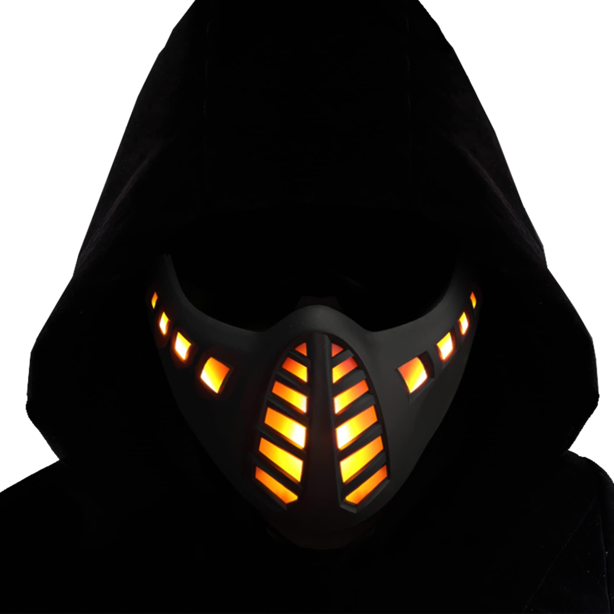 Guayma Halloween Scary Led Mask Light Up Demon Oni Cyberpunk Half Face Masks For Men/Women Costume Cosplay Party