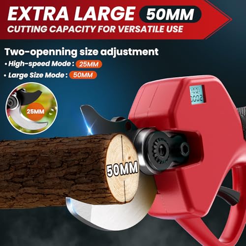 schneidet präzise 50mm dicke Äste bis 4 - Detailansicht von Akku Astschere Teleskop 50mm 2in1 Test – Dealfoxx.de