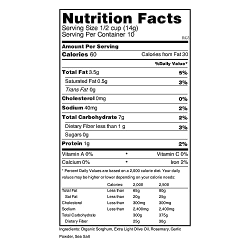 Nature Nate’s Popped Sorghum, Rosemary & Garlic - Organic, Keto & Gluten Free, Healthy Snacks, Better Than Popcorn, Made In Usa - 5 Ounce (Pack Of 6) #TOP6