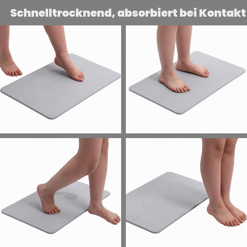 Steinbadematte Kieselgur Badematte groß schnell wassertrocknend Schlamm Fußpolster Badezimmer Bodenmatten Diomaschos Diomataceous Earth (Grau)