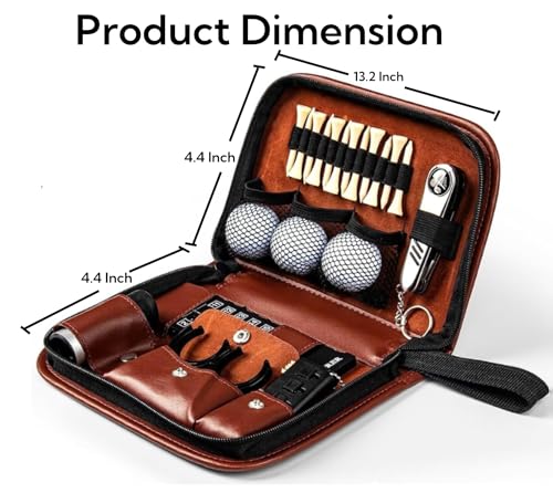 Mvleury Presentes de golfe, bolsa de acessórios de golfe, estojo de armazenamento de couro para obje