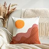 Smiling Onion Boho-Kissenbezug, getuftet, mit strukturierten Akzenten, weich, Mid Century, dekorative Kunst, minimalistisch, geometrisch, sonniger Stil für Sofa, Schlafzimmer, Wohnzimmer, 1 Stück