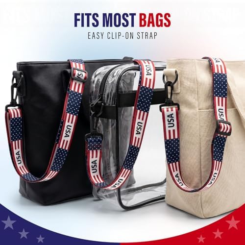 Crossbody Purse Strap Replacement for Clear Bag for Stadium Events β Adjustable 1.5β Wide Woven Strap for Stadium Bags, Tote & Handbags β Game Day, Soccer, Concerts & 250 Anniversary - (USA Design) - 4