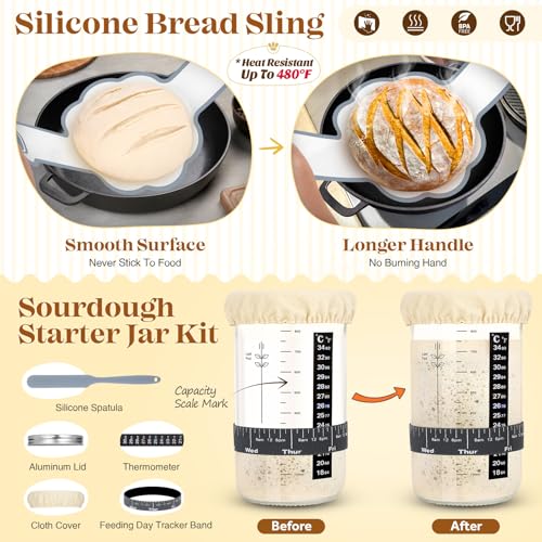 Sourdough Bread Starter Kit, Sourdough Starter Kit, Sour Dough Starter Kits, Baking Essentials, Gifts for People Who Love Baking Sourdough Starter Jar Sourdough Tools by VEDALIO - Image 4
