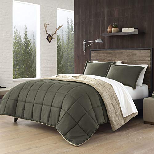 Image of Eddie Bauer - Twin Comforter Set, Reversible Sherpa Bedding with Matching Shams, Cozy & Warm Home Decor, Oeko-Tex Certified (Sherwood Green, Twin)
