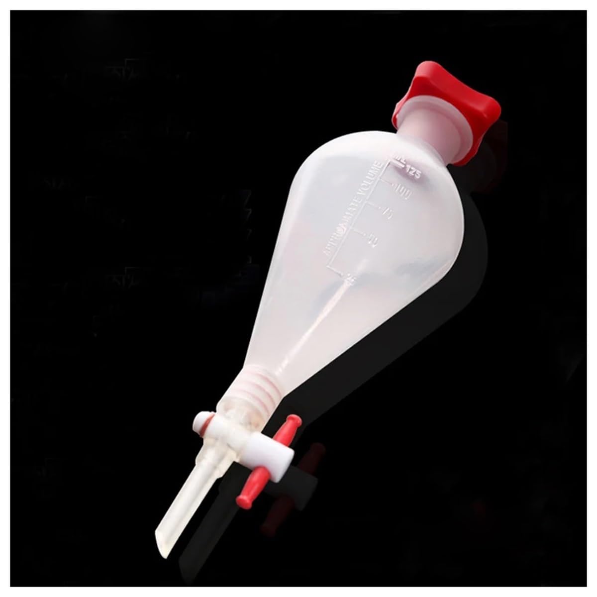 125 ml lejek z tworzywa sztucznego z korkiem PTFE, lejek PP, artykuły laboratoryjne, sprzęt laboratoryjny