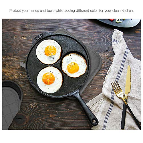 Yekoo 2 Pcs Gray Pot Holders Sets For Kitchen Heat Resistant Oven Hot Pads With Pockets Non Slip Soft Grip Potholders For Baking Cooking 8"X8.5" #TOP4