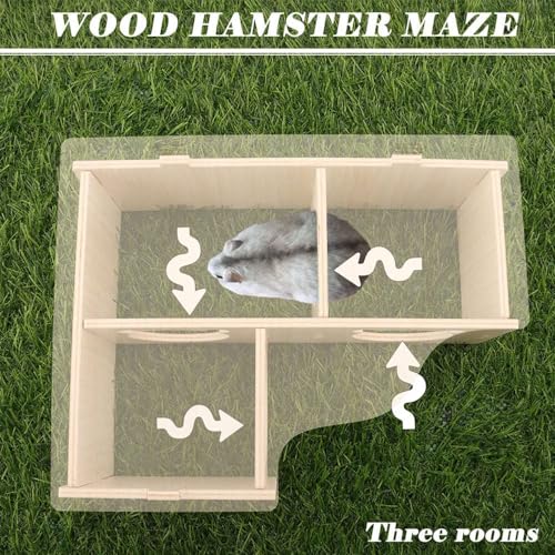RHQFDM Hamster Corner House Wooden Hamster House Hamster Wooden House Cage Hamster Hide Corner Floor Nesting Habitat for Gerbils Chinchilla Guinea Pig Small Animals - Image 3