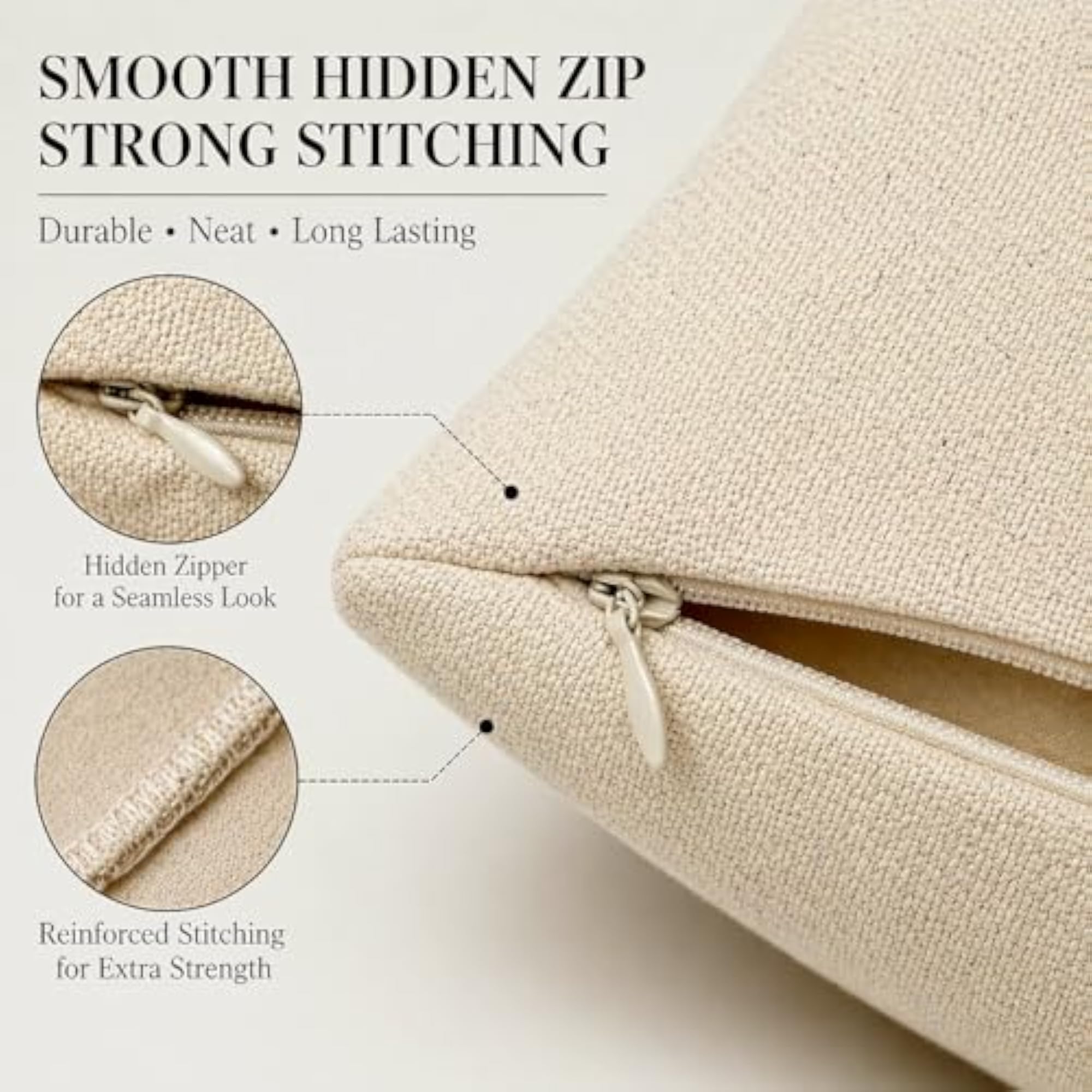 Plain Cushion Covers Set of 2, Premium Soft Canvas