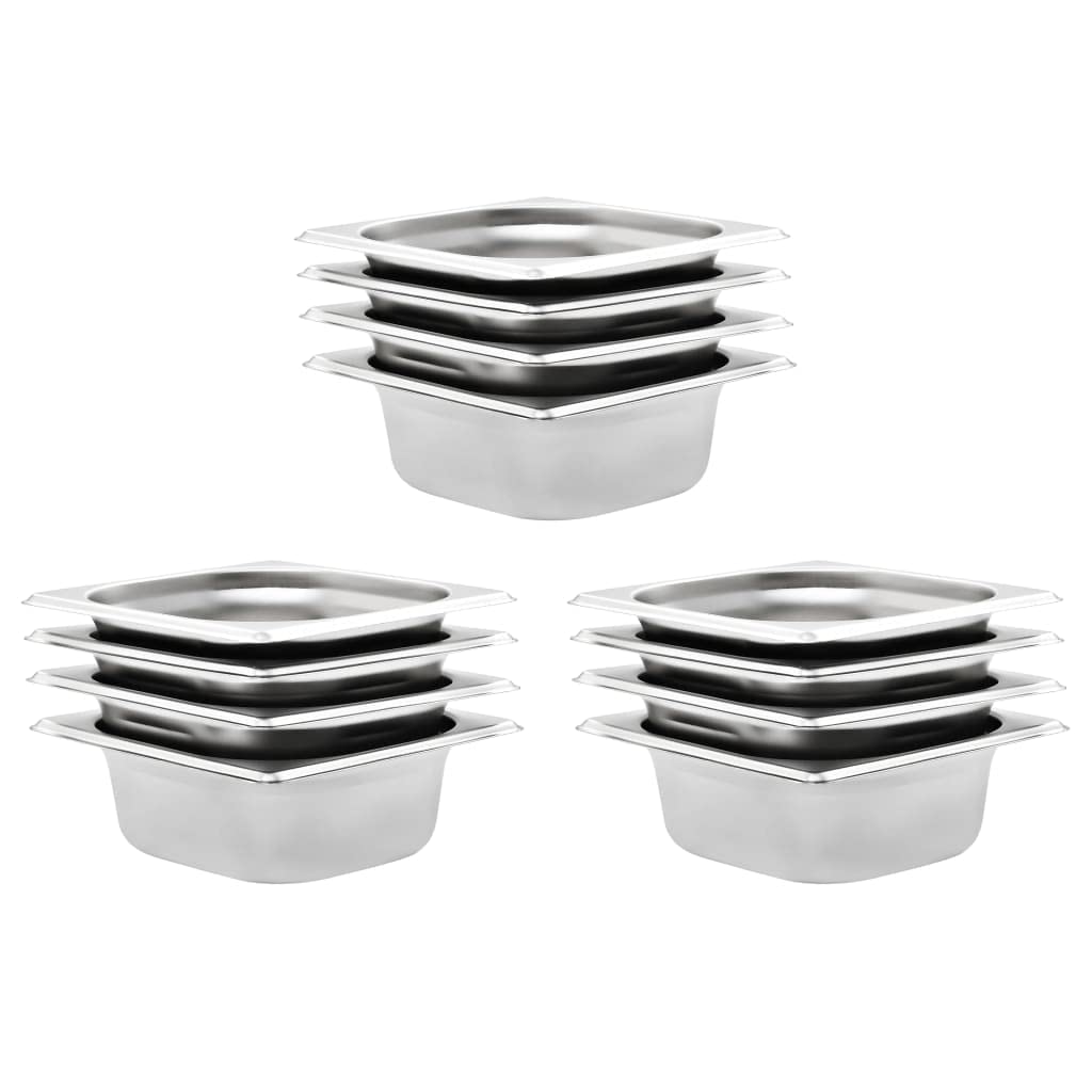 12 recipientes apilables de acero inoxidable GN 1/6 de 65 mm, para gastronomía, cocina, buffet, catering, uso para mostrador caliente y bain-marie