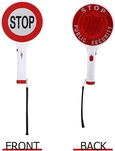 Miniatura 8 de iplusmile Señal de parada LED de mano recargable, varita de control de tráfico con correa de muñeca, luz de advertencia intermitente para cruce,