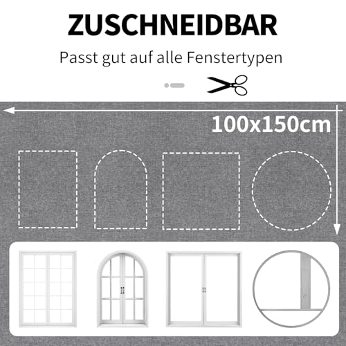 BKSAI Fenster Verdunkelung Dachfenster Leinenoptik Material-Upgrade für Faltenfreie Verdunklungsrollo ohne Bohren Verdunklungsstoff Meterware Blackout Rollo Innen Sonnenschutz Zuschneidbar