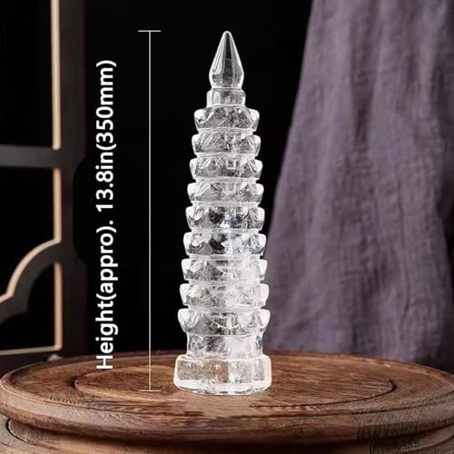 BOWINGBO Meditation Room Decor Ornamental Tower Sculptures 9 Level Pagoda Wenchang Tower Statue Crystals Polished Natural Stone Sculpture Statue Decor Figurines Reiki Home Room Office Desk Decoration - Image 6