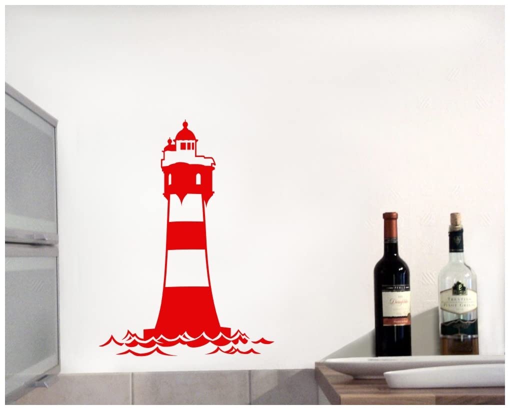 Samunshi® Wandtattoo Leuchtturm 'Roter Sand' 74 x 100cm schwarz