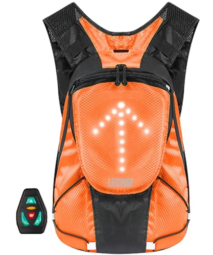 LED Turn Signal Light Safety Backpack USB Reable with Direction Indicator for Night Running Walking Cycling Gear (Orange)