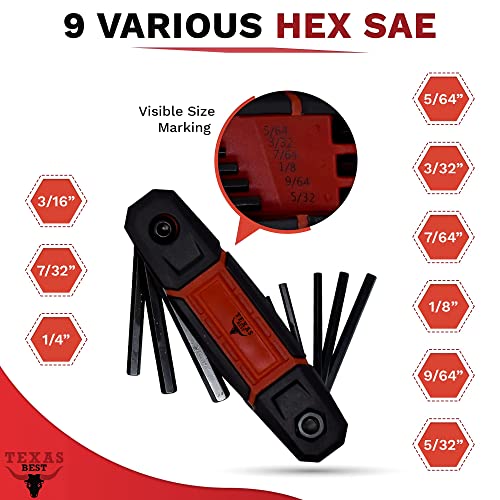 image for Texas Best Folding Metric and SAE Hex Keys | Metric and SAE Allen Wren