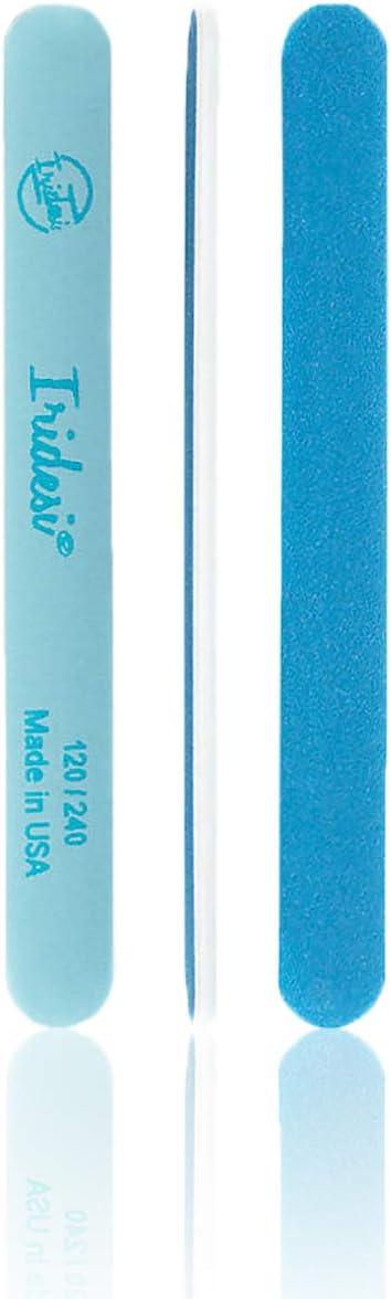 Iridesi Professional Nail Files and Buffers Blue 120 240 Grit Washable Emery Boards 7 Inches Long 12 Fingernail Files Per Pack
