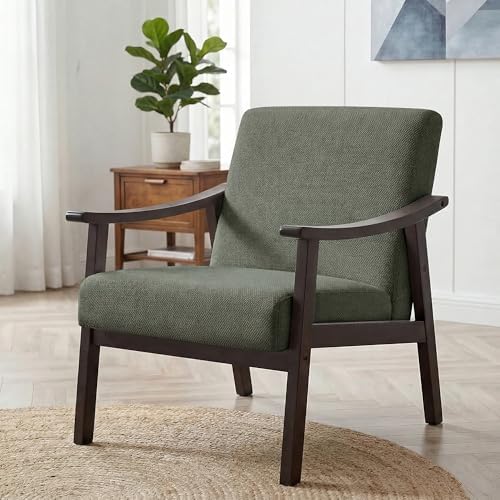 Accent Chair, Mid Century Modern Armchair, Solid Wood Arm Chair, ...