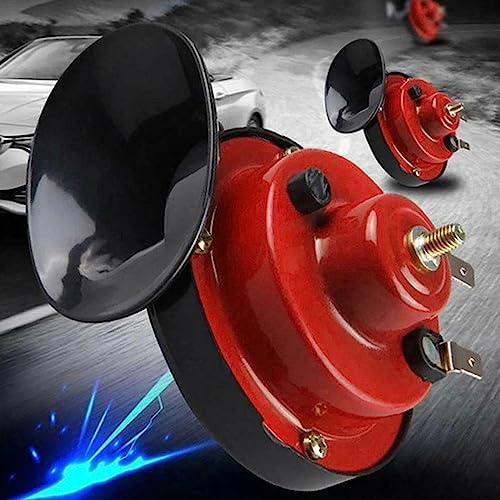 EOHMAK Train Horns Car Horn Car Air Electric Snail Horn 300DB Super Loud Air Horn Waterproof Durable Automotive Accessories Universal for Car Truck Motorcycle Boat (Red, 12V, 1 Pack)