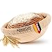 ROMEFLAT – Premium Gärkörbchen rund [22cm] mit Motiv inkl. Leineneinsatz für selbstgemachtes Brot I Gärkorb für 1kg Brotteige aus natürlichem Peddigrohr I Einzigartiges Brotbackkörbchen