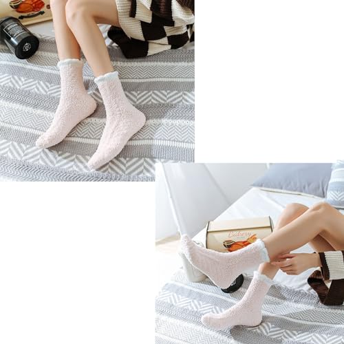 Image of Women's Fuzzy Socks 5 Pair Pack - Fluffy Cozy Warm Winter Slippers, Comfy Cabin Plush Sleep Home Soft Socks