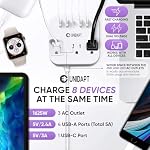 Unidapt European Plug Adapter, Unidapt US to UK Europe Power Strip for EU/UK/US with USB C and 4 USB Ports, 3 AC Outlets, Wall Mountable, 5ft Cord, for Travel Cruise Ship Home (WSS-603)