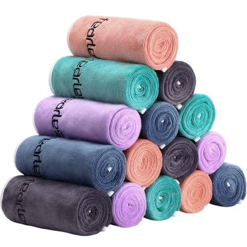 Peryiter 15 Pcs Microfiber Gym Towels Set