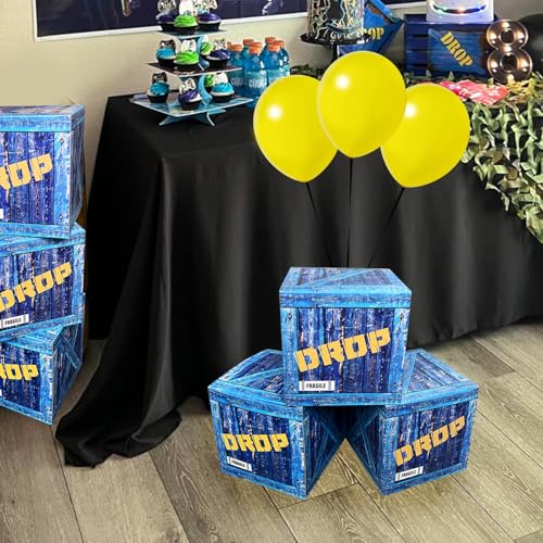 Image of 6 Pcs Video Game Drop Party Boxes Birthday Decorations, 7.5 Inch Video Game Centerpieces Drop Boxes for Boys Gamer Gaming Birthday Party Supplies Favors