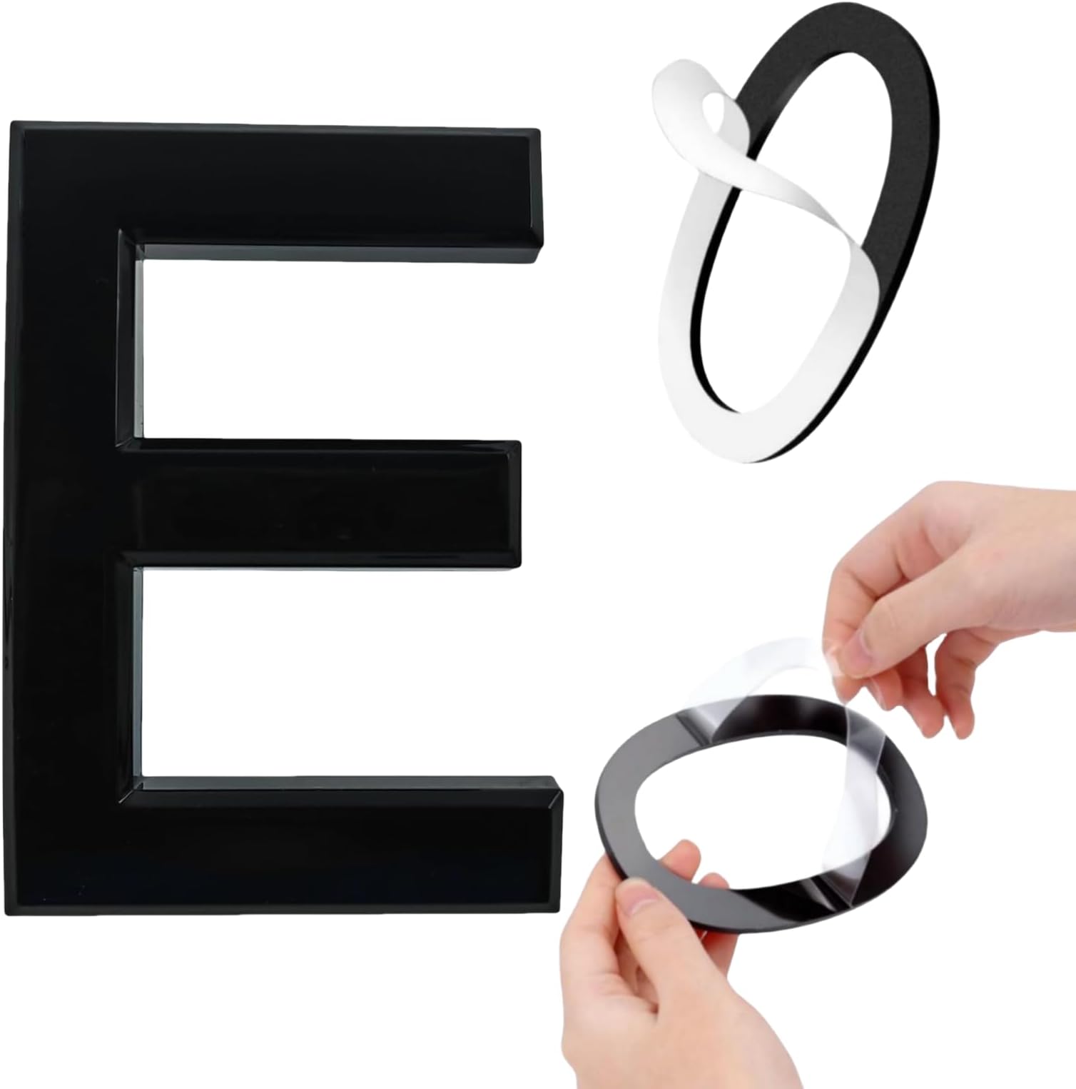 Self-adhesive 8 Inch House Numbers Acrylic House Number Modern House Numbers Black Mailbox Numbers for Outside Address Home Number for Apartments Office Hotel Room (Letter E)
