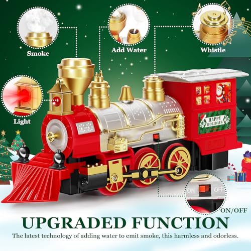 image for OleFun Christmas Train Set, Electric Train Toys with Water Steam, Soun