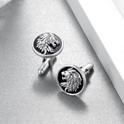 Cuff Links Mens 925 Sterling Silver Lion Cufflinks for Men Tuxedo Cuff Links Business Wedding Father's Day Jewelry Gifts for Men Father Husband3
