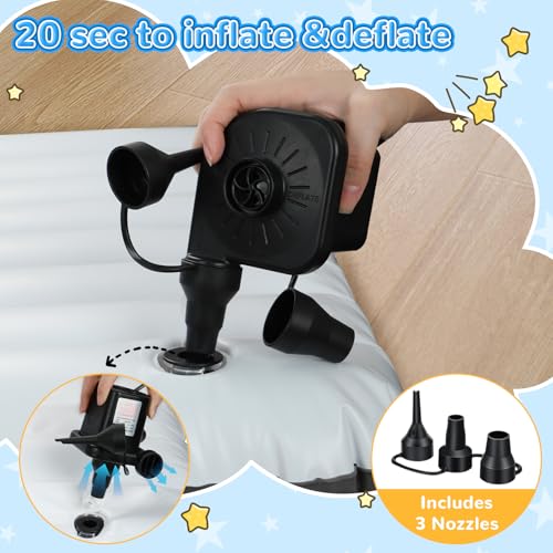 Abdtech Inflatable Toddler Travel Bed: Portable & Safety - Blow Up Toddler Bed Travel with 4 Sides - Kids Air Mattress Ideal for Outdoor Camping - Easy to Inflate Deflate and Clean (67”, Blue)