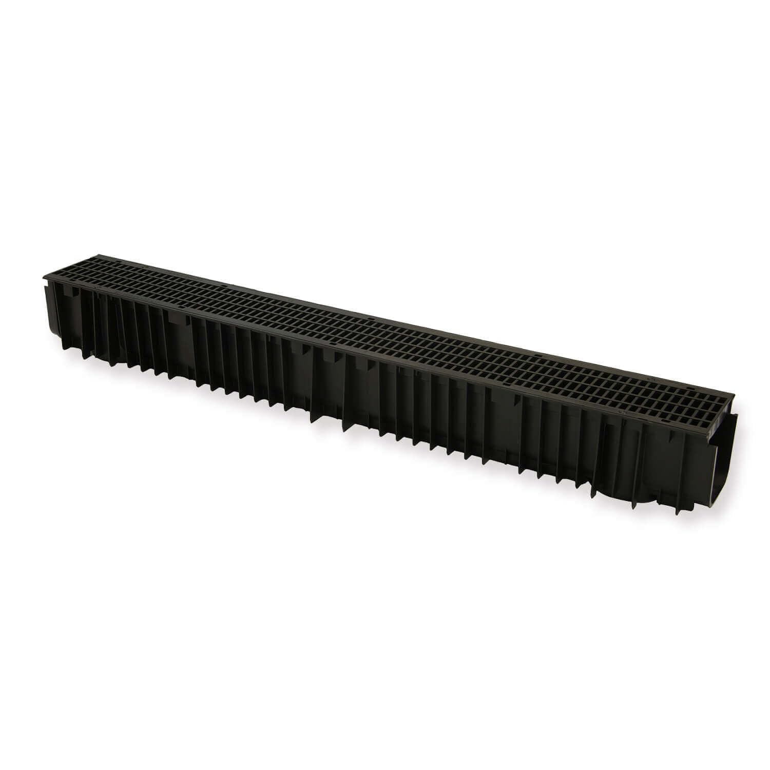 Eco Trade Counter Black Mesh Threshold Channel Drain 1M Recycled Plastic Outdoor Garden Patio Driveway Linear Storm Rain Drainage System (4m)