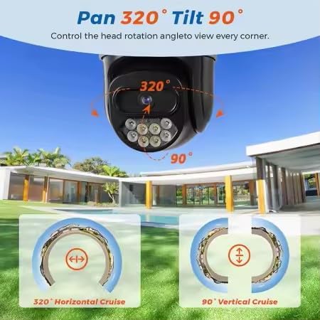Winstino 10MP Dual Lens 5g/2.4g WiFi Outdoor Security Camera, Ultra HD, 320 Degree Monitoring, Motion/Human Detection, Night Vision, Two-Way Audio, IP66 Weather Proof, Cloud Storage or 128MB SD Card - Image 8