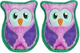 Outward Hound Durablez Minis Stuffing-Free Squeaky Interactive Dog Toy, Tough Plush, Owl, Purple, XS (Pack of 2)
