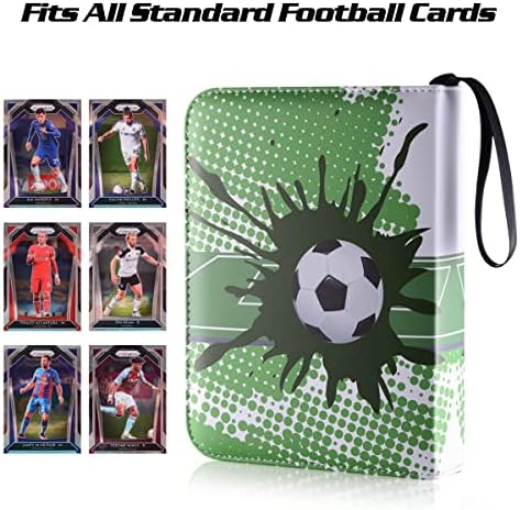 Pulchra Football Cards Album-400 Pockets Trading Card Binder -Game Card Storage Folder-Waterproof Card Binder-Soccer Collector Binder with Zipper
