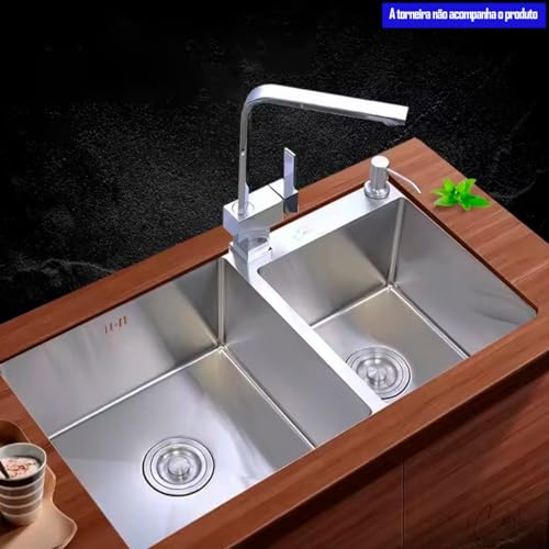 Cuba Gourmet Dupla Retangular com Acessórios em Aço Inox Escovado 78x48x22cm