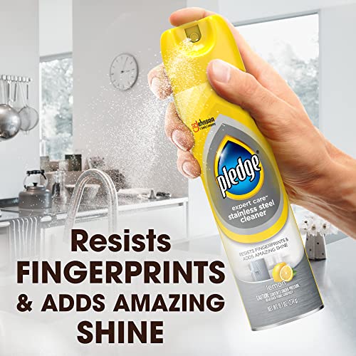 Pledge Expert Care Stainless Steel Polish, Fridge Spray, Lemon Scent, 9.7oz - Thumbnail 5