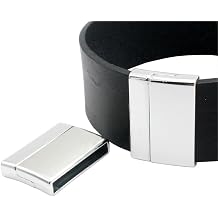 5 Pieces 25x3mm Magnetic Clasps Bracelet Making Closure Flat Jewelry Clasps Cord End 25mmx3mm Inner Hole Matte Silver