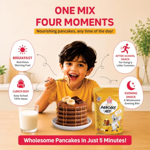 Image of Hungry Koala Chocolate Millet Pancake, No Maida, No Palm Oil, No Refined Sugar, Gluten Free, High Sprouted Protein, Low Carbs, Eggless 200 Gm - Pack of 1| Millet Pancake Mix
