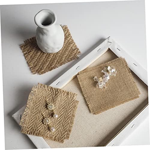 NUOBESTY Mumlar ve fincanlar için vintage keten altlık, romantik masa dekorasyonu, haki ev ve fotoğraf çekimleri için - Görsel 7