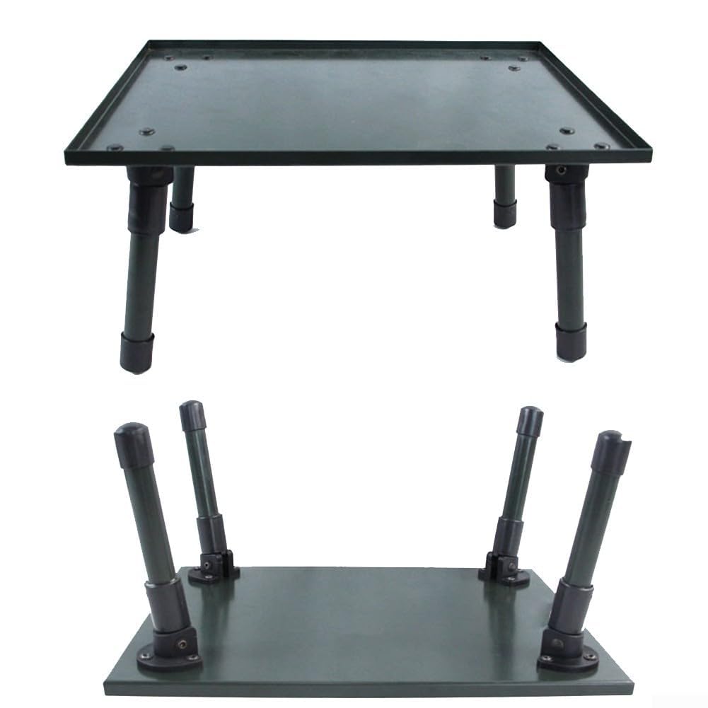 Carp Fishing Bivvy Table,Adjustable Folding Legs And Non-Slip Feet,Lightweight Aluminum Alloy And ABS Construction,Portable Tent Table For Anglers,34.5x26x17cm Or 47.5x31x22.5-32.5cm(Army Green S#)